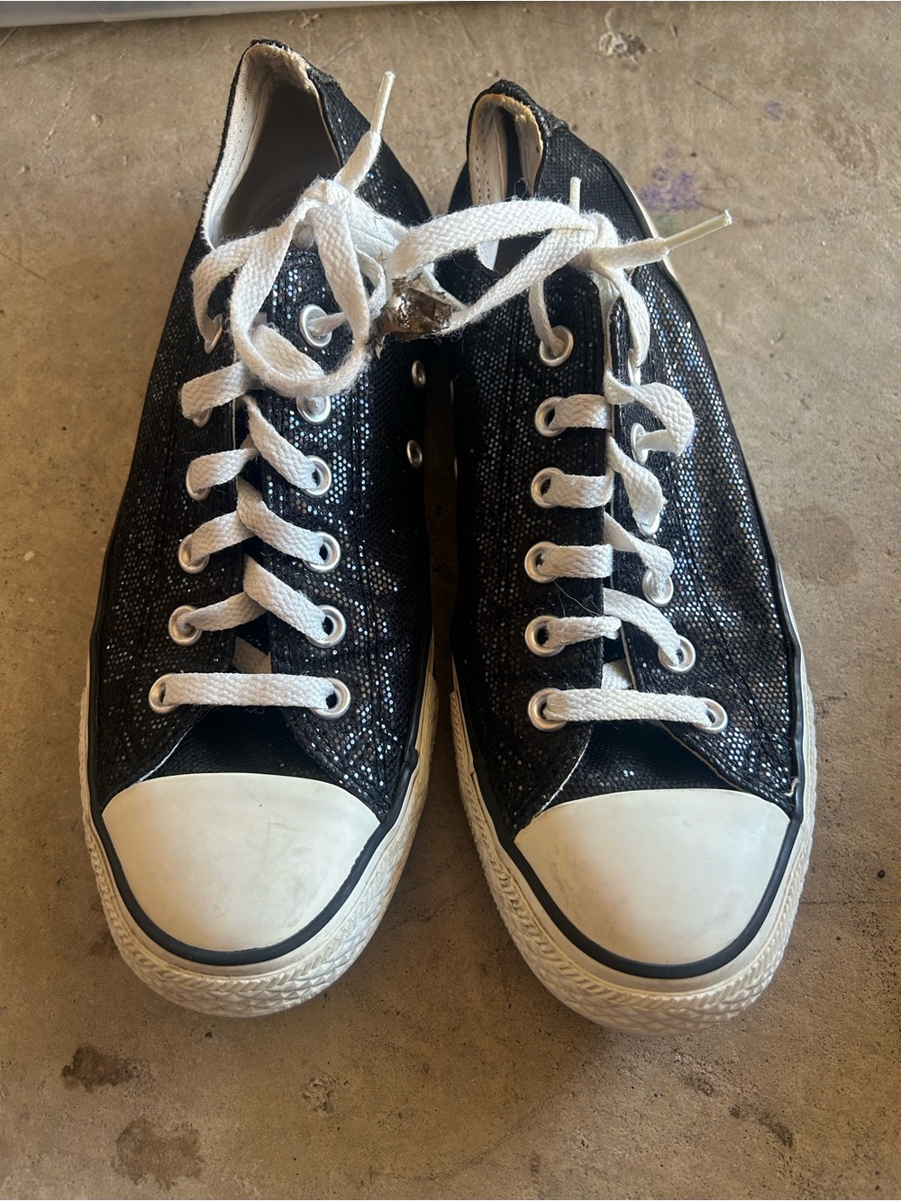 Black Sparkle Low-Top Converse All Star Sneakers - Women's